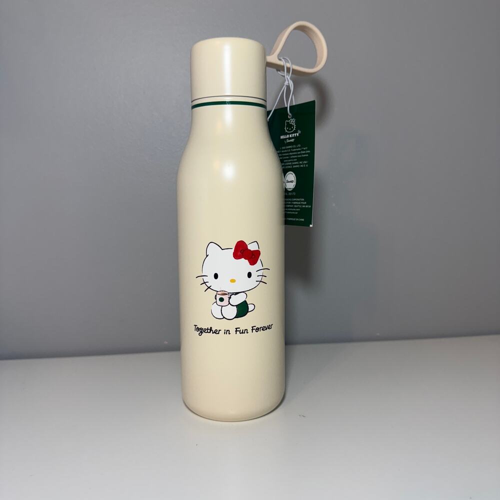 Hello Kitty × Starbucks Cream Stainless Steel Bottle – 16oz
